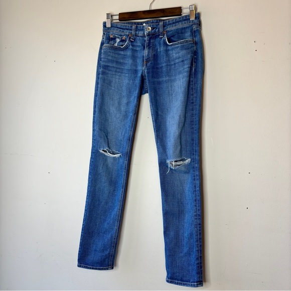 Rag & Bone Dre Low-Rise Slim Boyfriend Jean Mission with Holes Color Size 24 - Picture 11 of 12